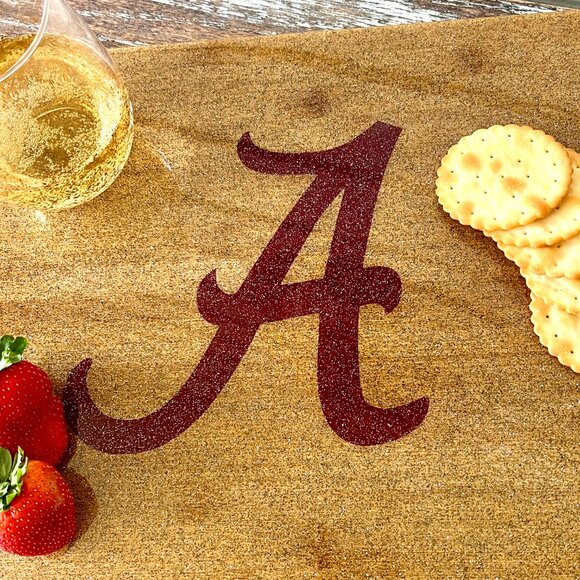LARGE Alabama Roll Tide Cutting Board Resin Wood Charcuterie Cheese Gift Kitchen - Picture 3 of 4